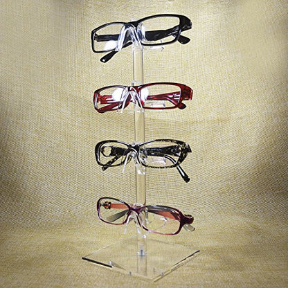 MOOCA 2-Piece Premium Acrylic Eyeglasses Frame Riser Display Stand, Sunglasses Rack ,Sunglasses Rack Holder, Acrylic Eyewear Display, 4 Frames for Each Holder - color: 4 Frame Stand, 2 pcs