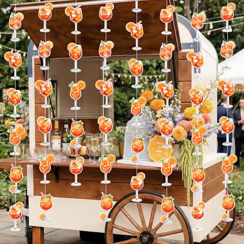 Xinnun Margarita Party Decorations Spritzy Bar Hanging Banners Orange Citrus Retro Cocktail Garlands Tequila Cutout Ribbon Streamers for Cocktail Bachelorette Bridal Shower Engagement Wedding Supplies - style: Aperol