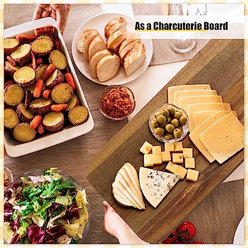 Rtteri 6 Pcs Acacia Wood Cutting Board with Handles Kitchen Thicken Chopping 17 x 6 Inch Wooden Charcuterie Serving Blank Boards Bulk for Engraving Wedding Housewarming Gift