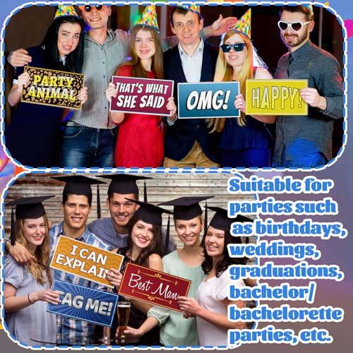 AceOrbit 64 Designs Funny Photo Booth Prop for All Occasion Double Sided 11x5.5'' Photobooth Props Sign Decor DIY Waterproof Selfie Sign for Wedding Graduate Birthday Party Supplies(Classic Style) - style: Classic Style