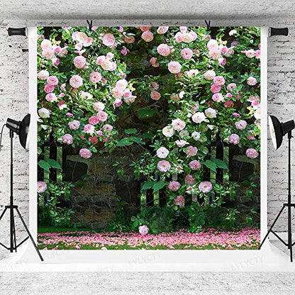 6x6ft Nature Scenery Photography Backdrop Pink Flower Floral Background for Wedding Themed Party Portrait Birthday Party Banner Photo Booth Studio Props BJLY66 - size: Vinyl-6x6FT
