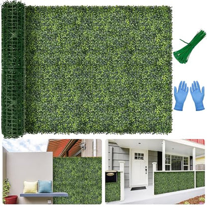 Artificial Boxwood Backdrop Roll: 48"x144" (48 sqft) UV-Anti Greenery Faux Grass Hedge for Indoor Outdoor Green Wall Decor, Patio Privacy Screen, Garden Fence Covering - size: 48"X144"