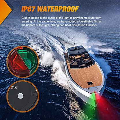 Nilight Marine Boat Navigation Light 24LED Red Green LED Port Starboard Signals Bow Lights 12V Waterproof for Skeeter Yacht Pontoon Speedboat Sailboats Fishing Boats - color: 24LED Navigation Light-1Pc