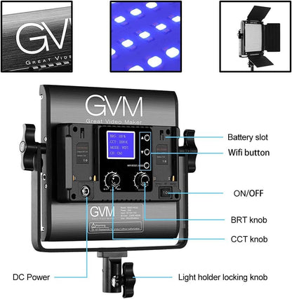 GVM RGB LED Video Lighting Kit, 800D Studio Video Lights with Panel, APP Control for YouTube Photography Lighting, , 3200K-5600K, 8 Kinds of The Scene Lights, 3 Packs - size: 3 Packs