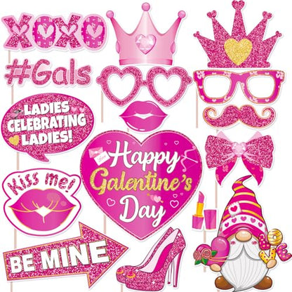 Galentines Day Decorations Photo Booth Props Galentines Day Party Favor Photo Booth Props Valentines Day Decor Kit for Ladies Girls Galentines Party Valentine's Day Party Birthday Party Supplies