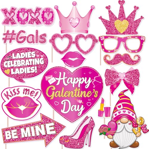 Galentines Day Decorations Photo Booth Props Galentines Day Party Favor Photo Booth Props Valentines Day Decor Kit for Ladies Girls Galentines Party Valentine's Day Party Birthday Party Supplies