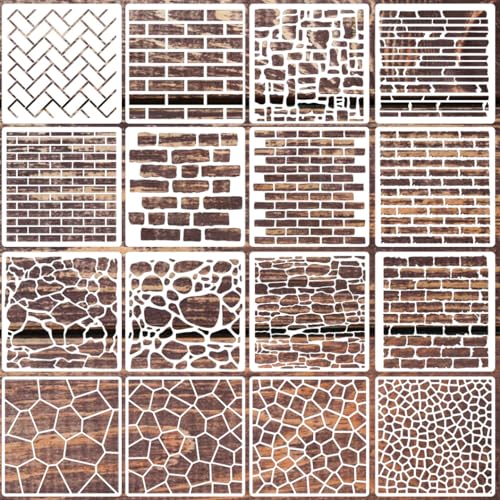 Brick Stencils for Crafts Reusable Texture Stencils Background Drawing Templates for Wood Fabric Furniture Decor - style: Brick
