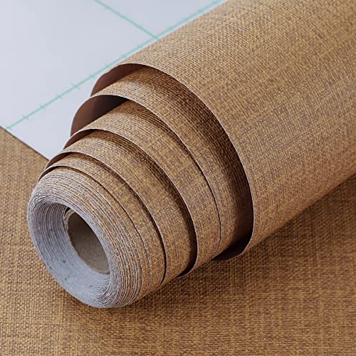 Peel and Stick Wallpaper Orange Grass Cloth Wall Paper - 15.7 x 500 Inch Self Adhesive Wallpaper Peel and Stick, Easy to Paste Wall Contact Paper for Stand Liner, Table and Door Makeover Decor - color: Linen Orange, size: 15.7" x 500"