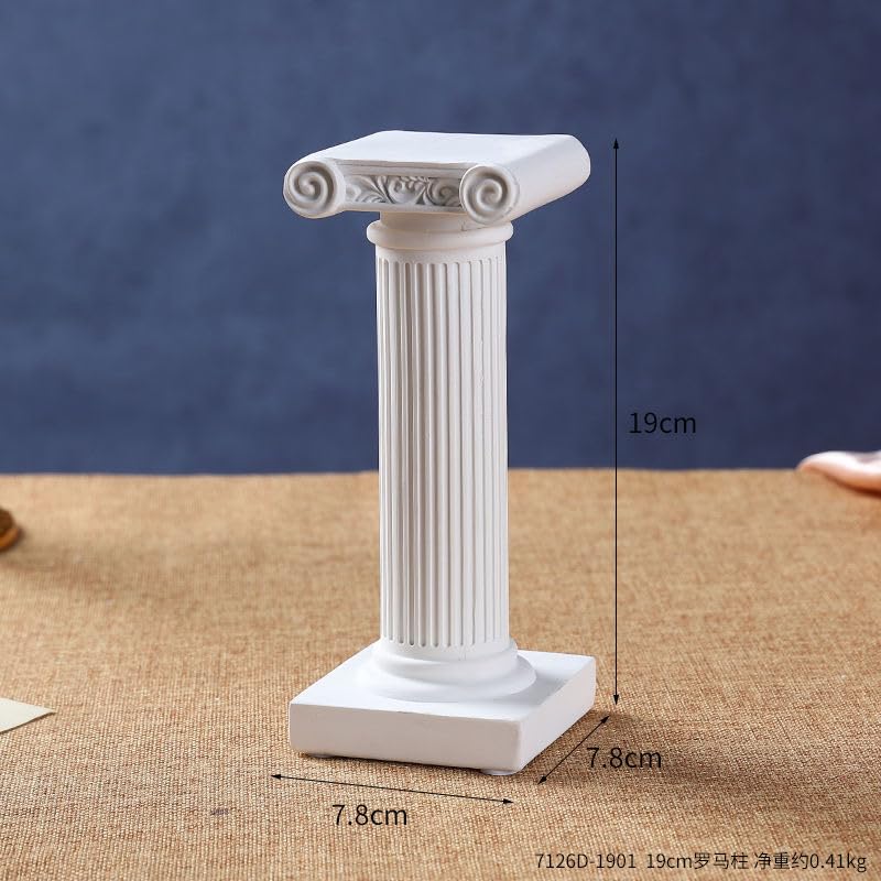 Mini Nordic Resin Roman Column, Greek Sculptural Angel Display, Photo Props, Candle Holder, Sketching Art Teaching Tools (Ionic C (White) - 19cm) - color: Ionic C (White) - 19cm