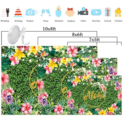 Aloha Summer Tropical Hawaiian Backdrop 6x4 FT Backdrops Luau Party Decorations for Adults Birthday Decor Baby Shower Banners Photography Background for Photo Booth Props - size: 6x4 FT