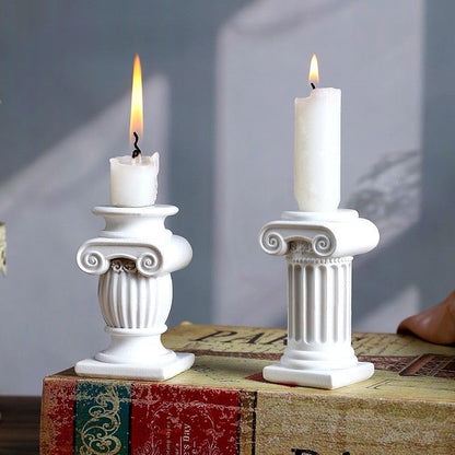 Mini Nordic Resin Roman Column, Greek Sculptural Angel Display, Photo Props, Candle Holder, Sketching Art Teaching Tools (Ionic A (White) - 8cm) - color: Ionic a (White) - 8cm