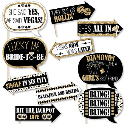 Big Dot of Happiness Funny Vegas Before Vows - Las Vegas Bridal Shower or Bachelorette Party Photo Booth Props Kit - 10 Piece - color: Vegas