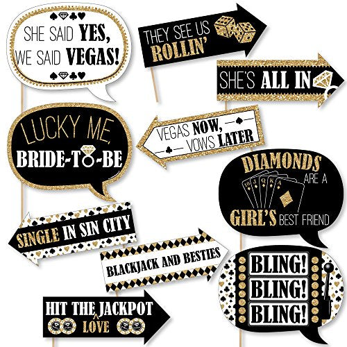 Big Dot of Happiness Funny Vegas Before Vows - Las Vegas Bridal Shower or Bachelorette Party Photo Booth Props Kit - 10 Piece - color: Vegas