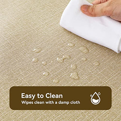 Romanstile 100% Waterproof PVC Tablecloth, Rectangle Oil Spill Proof Stain Resistant Vinyl Table Cloth, Wipe Clean Plastic Table Covers for Kitchen/Dining/Parties - 54 x 108 Inch, Khaki - color: Khaki, size: 54" x 108" (Rectangular)