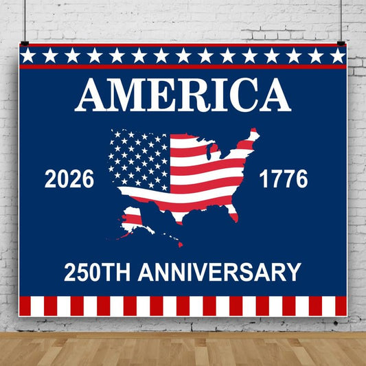 4th of July Backdrop Decorations 250th Anniversary USA Flag Patriotic Backdrop 6x6ft Banner Independence Day Photography Background Theme Party Decorations Supplies Photo Studio Props - color: Dark Blue, size: 6x6ft