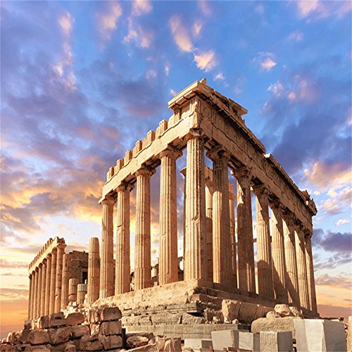 AOFOTO 8x8ft Acropolis of Athens Backdrop Parthenon Temple Photography Background Ancient Column Stone Pillar Greek Trip Photo Studio Props Adult Portrait Greece History Building Culture Wallpaper - size: 8x8ft