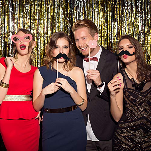 Fully Assembled Wedding Photo Booth Props - Set of 40 - Gold, Pink, Teal, & Silver Selfie Signs - Wedding Party Supplies & Decorations - Cute Designs with Real Glitter - Did We Mention No DIY - size: 40 Pieces