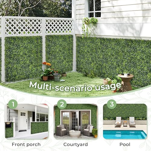 Artificial Boxwood Backdrop Roll: 80"x120" (67 sqft) UV-Anti Greenery Faux Grass Hedge for Indoor Outdoor Green Wall Decor, Patio Privacy Screen, Garden Fence Covering - size: 80"x120"