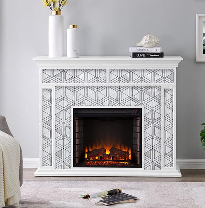 DICOFUN 10-Sheet White Marble Look Triangle Mosaic Tiles Peel and Stick Backsplash for Kitchen, PVC Mixed Metal Silver Chevron Stick on Backsplash Wall Tiles - color: White Marble and Metal Silver, size: 10 Sheets, 12"x12"x0.12"