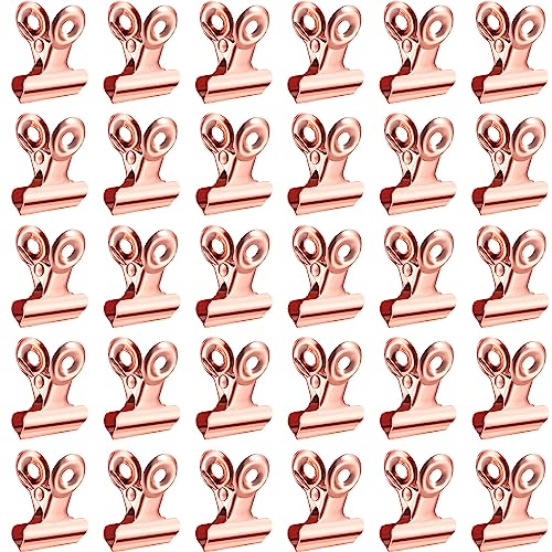 40 Pack Metal Clips 0.87 Inch Small Bull Binder Paper Clips for Picture Photo Crafts Food Bags Home Office Supplies(Rose Gold) - color: Rose Gold