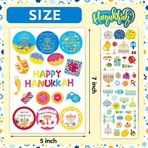 Joy Bang Hanukkah Stickers for Kids, 24 Sheets Happy Hanukkah Stickers Decorations for Gift Bags Cards Water Bottles Chanukah Party Favors Supplies Decor - style: Hanukkah
