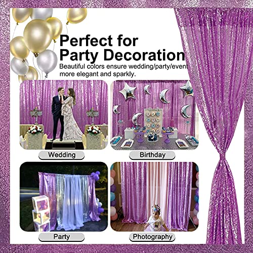 Lavender Sequin Backdrop Curtains 2FTx8FT 4 Panels Lilac Glitter Curtains Photo Background for Parties Wedding Baby Shower - color: Lavender, size: 2FTx8FT-4PCS