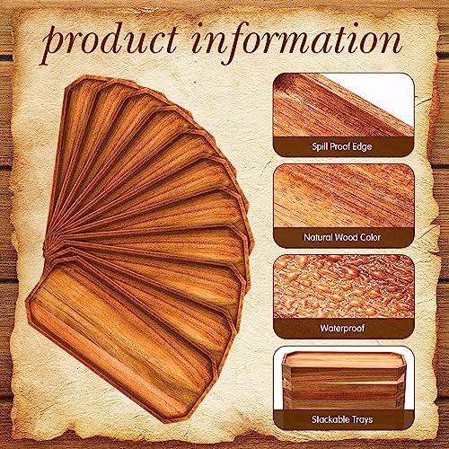 Dandat 12 Pack Wooden Serving Platter Acacia Wood Platters 12 x 5 Inch Rustic Serving Tray Rectangular Charcuterie Board Cheese Plate for Home Decor Dessert Vegetables Fruit Cookie - size: 12 X 5 Inch