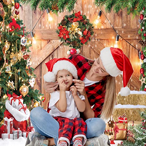 CHAIYA 10x10ft Christmas Backdrop Christmas Barn Door Photography Backdrop Xmas Tree Snow Wall Background Xmas Party Supplies Family Kids Party Banner Decorations Backdrops CY177 - size: 10′x10′