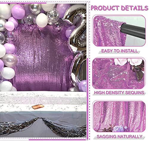 Lavender Sequin Backdrop Curtains 2FTx8FT 2 Panels Light Purple Glitter Photo Booth Backdrop Sparkly Background Drapes for Wedding Bridal Baby Shower Photography Birthday Party - color: Lavender, size: 2FTx8FT-2PCS