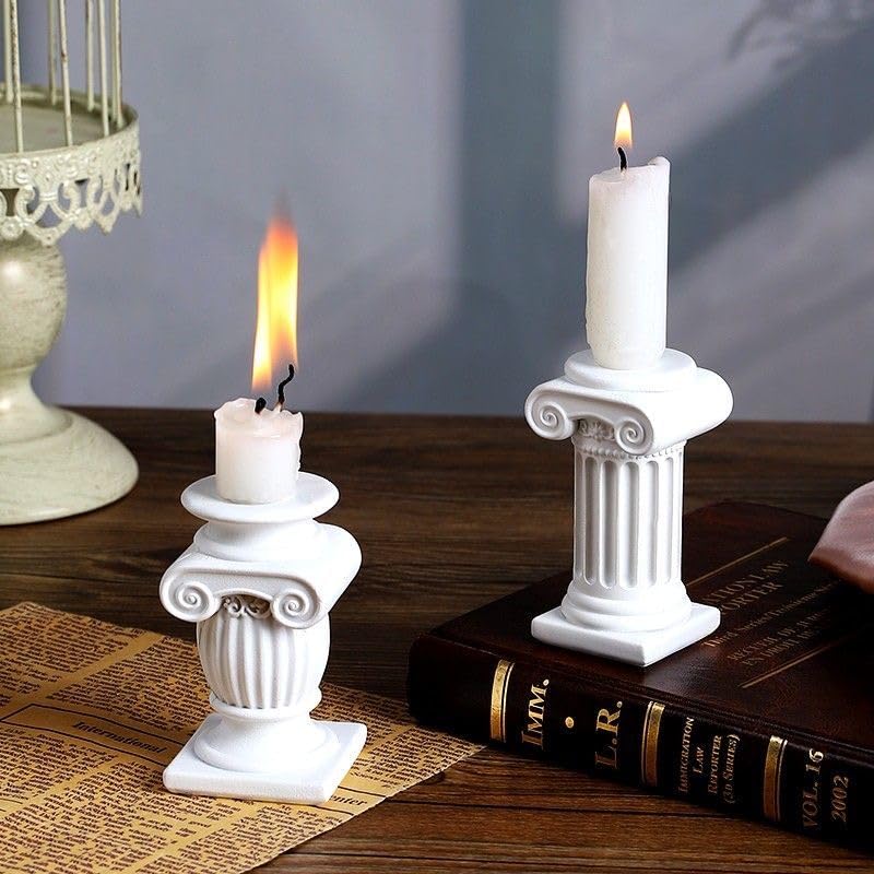 Mini Nordic Resin Roman Column, Greek Sculptural Angel Display, Photo Props, Candle Holder, Sketching Art Teaching Tools (Ionic A (White) - 8cm) - color: Ionic a (White) - 8cm