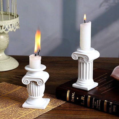 Mini Nordic Resin Roman Column, Greek Sculptural Angel Display, Photo Props, Candle Holder, Sketching Art Teaching Tools (Ionic A (White) - 8cm) - color: Ionic a (White) - 8cm