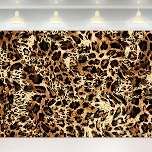 Leopard Print Backdrop Cheetah Print Tapestry 7Wx5H Feet Fabric Polyester Skin Black Brown Fur Spots Wild Safari Powerful Panthera Wildlife Photography Background Banner Photo Shoot Decor Prop - color: D-01leopard, size: 7Wx5H