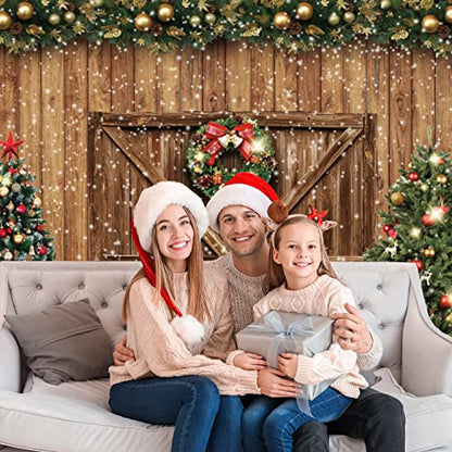Christmas Backdrops for Photography Merry Christmas Background LFEEY 10x8ft Rustic Wood Door Winter Snowflake Christmas Tree Photo Background Xmas Party Backdrop Kids Family Portrait Photoshoot Props