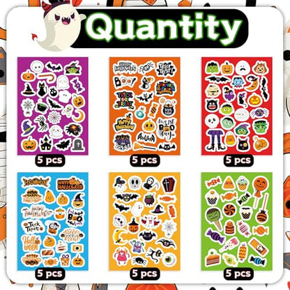 Joy Bang 680 PCS Halloween Stickers for Kids, 30 Sheets Halloween Party Favors Stickers Crafts Toys Bulk Pumpkin Monster Candy Sticker Bulk for Treat Bags Goodie Bag Stuffers for Kids - style: Halloween
