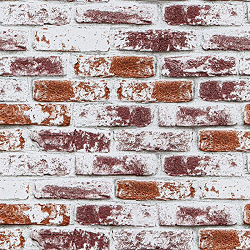 VaryPaper Rustic Painted Red Brick Peel and Stick Wallpaper Brick Contact Paper 17.7''x78.7'' 3D Faux Brick Wallpaper Self Adhesive Removable Wallpaper for Kitchen Backsplash Bedroom Walls Fireplace - color: Red, size: 17.7" x 78.7"