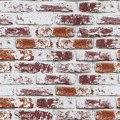VaryPaper Rustic Painted Red Brick Peel and Stick Wallpaper Brick Contact Paper 17.7''x78.7'' 3D Faux Brick Wallpaper Self Adhesive Removable Wallpaper for Kitchen Backsplash Bedroom Walls Fireplace - color: Red, size: 17.7" x 78.7"