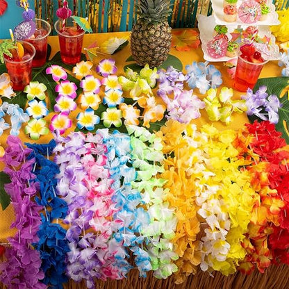 JOYIN Toy 12 Counts Hawaiian Leis Bulk, Tropical Flower Lei Hawaiian Lei Beach Hawaii Luau Party Favors Decoration Birthday Party Supplies