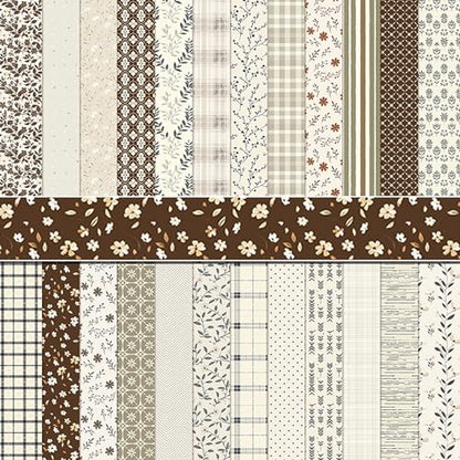 Vintage Neutral Scrapbook Paper Pad 12x12 Inch - 24 Sheets Double Sided Antique White Brown Beige Patterned Craft Paper, Plaid Wood Floral Texture Backgrounds for Albums, Wedding Journals, DIY Crafts