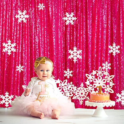 ShinyBeauty 7FTx7FT Fuchsia Sequin Backdrop Wedding/Baby Shower/Birthday Hot Pink Shimmer Fabric Backdrop - color: Hot Pink, size: 7FTx7FT