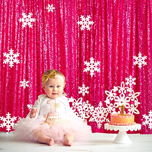ShinyBeauty 7FTx7FT Fuchsia Sequin Backdrop Wedding/Baby Shower/Birthday Hot Pink Shimmer Fabric Backdrop - color: Hot Pink, size: 7FTx7FT