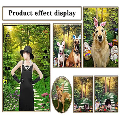 5x7ft Spring Scenery Backdrop Forest Path Sunshine Flower Photography Background Natural Scenery Photo Shoot Props Portrait Pet Photo Photography Backdrop BJLXVV171 - size: 5x7ft