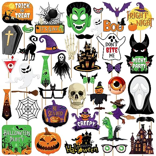 KatchOn, Scary Halloween Photo Booth Props - Huge Pack of 40 | Halloween Photo Props for Halloween Party Decorations | Halloween Picture Props | Halloween Selfie Props | Halloween Photobooth Props - color: Huge Pack of 40 Props