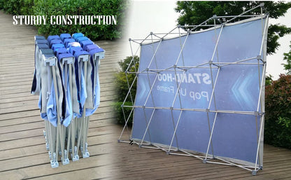8'x10' Fabric Pop Up Display Stand with Carrying Bag for Trade Show Backdrop Booth Display Stand,Banner Pop Up Stand Exact size：118 ½"(W) x 89 ⅜" (H) x 11 ¼" (T)
