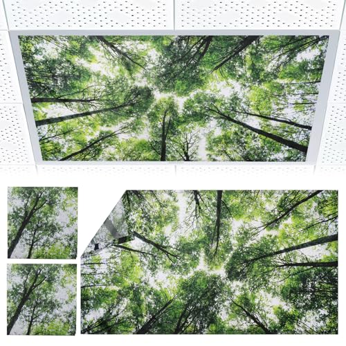 Torixqi 2pcs Fluorescent Light Covers - Light Covers for Ceiling Lights Classroom, Magnetic Light Filters for Office, Hospitals, Home 4 x 2 Feet (forest) - color: forest