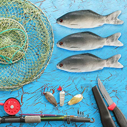 Gejoy 4 Pcs Fake Fish Realistic Toy Artificial Halloween Mode Small Plastic Sea Fish for Party Market Display Kitchen Decoration Photography Props