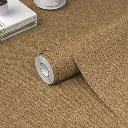 WADILE Grasscloth Peel and Stick Wallpaper 15.7in x 78.7in, Textured Contact Paper for Cabinets, Faux Linen Wall Paper Pull and Stick, Fabric Vinyl Wallpaper Self Adhesive Coffee - color: Coffee, size: 15.7" x 78.7"