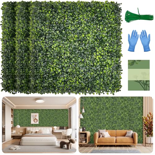 Artificial Grass Wall Panel Screen: 10"x10" 12P (8.4 sqft) UV-Anti Faux Boxwood Panels for Indoor Outdoor Green Wall Decor, Privacy Fence, Patio, Balcony, Party Backdrop - size: 10"x10" 12P