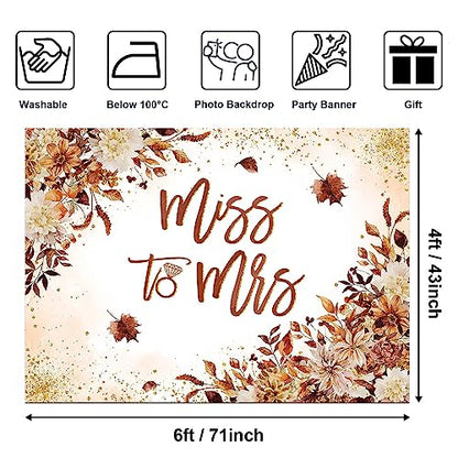 Avezano Miss to Mrs Backdrop Autumn Floral Bridal Shower Backdrop Bride to Be Engagement Party Photography Background Decorations Wedding Banner Photo Booth Prop (6x4ft, 71x47inch) - size: 6x4ft, 71x47inch