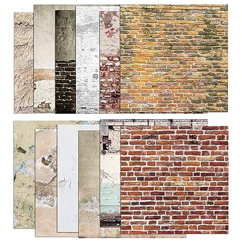 24 Sheets Vintage Scrapbook Paper Brick Wall Texture 6 x 6inch Pattern Papers Pack Collage Paper Making Background Paper Decorative Scrap Book Material for Card Making DIY Journal Photo Album Supplies
