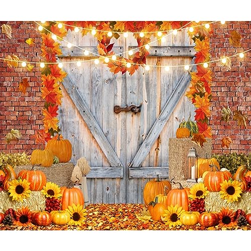 Fall Thanksgiving Backdrops for Photography Fall Barn Pumpkin Photo Backdrop 10x8ft Autumn Farm Maple Harvest Thanksgiving Theme Party Background Decorations Kids Baby Portrait Banner Props - color: NSW12722